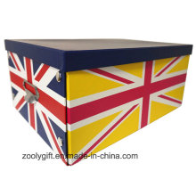 Multipurpose Custom Printing Paper Cardboard Foldable Storage Box with Metal Button and Handle